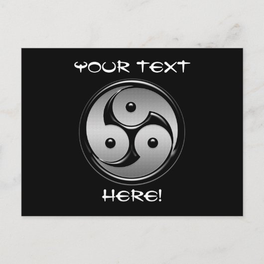 Triple Yin Yang - Metal & Glossy Black Postkarte (Vorderseite)