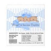 Triplet Baby Dusche Candy Bar Wrappers Gastgeschen Notizblock (Vorderseite)