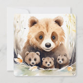 Triplet Baby Dusche Mama Bären und Cubs Einladung (Vorderseite)