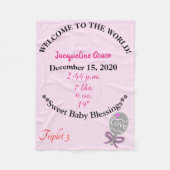 Triplet Baby Girl Pink Rattle Fleece Blanket (Vorderseite)