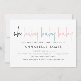 Triplet Babydusche Rosa moderne Typografie Ankündigung