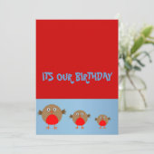 Triplet Birthday Invites Einladung (Stehend Vorderseite)