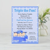 Triplet Boys Baby Shower Einladungen (Stehend Vorderseite)