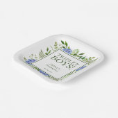 Triplet Boys Blue Hydrangeas Baby Dusche Pappteller (Gewinkelt)