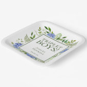 Triplet Boys Blue Hydrangeas Baby Dusche Pappteller (Gewinkelt)