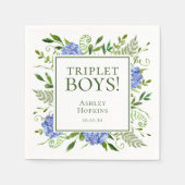 Triplet Boys Blue Hydrangeas Baby Dusche Serviette (Vorderseite)