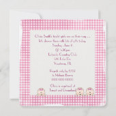 Triplet Girl Baby Dusche mit Fußabdrücken Einladung (Rückseite)