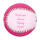 Triplet Girl Pink Birth Stats Baseball (Vorderseite Links)