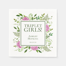 Triplet Girls Pink Hydrangeas Girl Baby Dusche Serviette