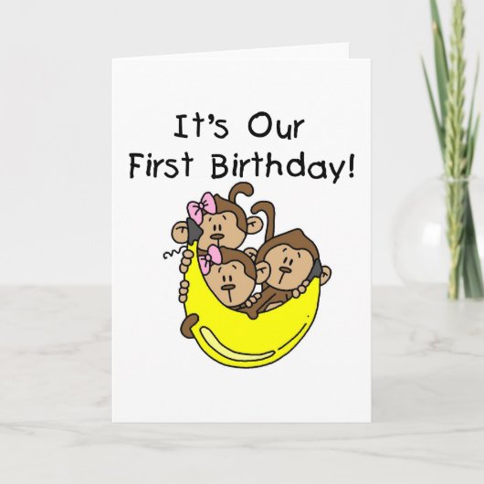 Triplets 1. - Zwei Girls One Boy Tshirts und Gesch Karte (Vorderseite)