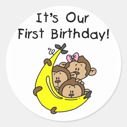 Triplets 1 - Zwei Jungs, ein Mädchen Runder Aufkleber (Vorderseite)