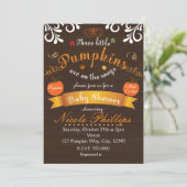 Triplets 3 PUMPKINS Herbst BABY SHOWER Einladung (Stehend Vorderseite)