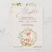 Triplets Baby Dusche Hirsche Fawns in Leafy Kranz Einladung (Vorne/Hinten)