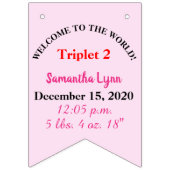 Triplets Baby Girl Boy's Fotos Wimpelkette (Dritte Fahne)