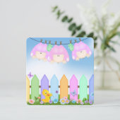 Triplets Baby Girl Dusche Einladung (Stehend Vorderseite)