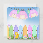 Triplets Baby Girl Dusche Einladung (Vorderseite)