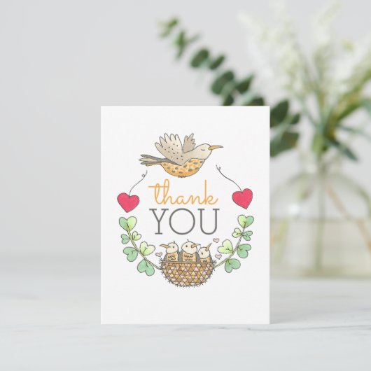 Triplets Baby Showbird Dankeskarte (Stehend Vorderseite)