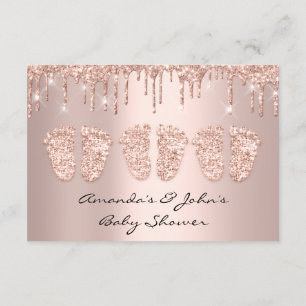 Triplets Baby Shower Feet Rose Tropfen Girl Boy Einladung