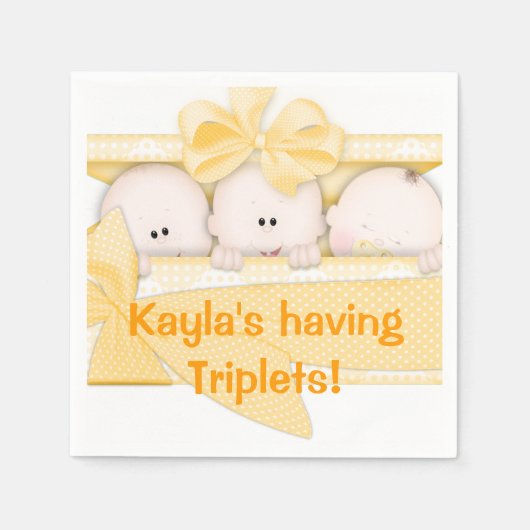 Triplets Baby Showpapier Napkins Serviette (Vorderseite)