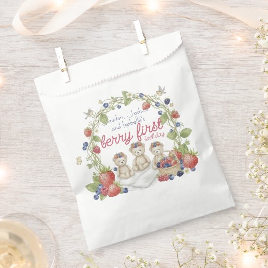 Triplets Berry First Birthday Party Geschenktütchen (Ausgeschnitten)