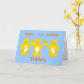 Triplets Birthday Card, Add year/names Karte (Gelbe Blume)