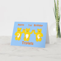Triplets Birthday Card, Add year/names