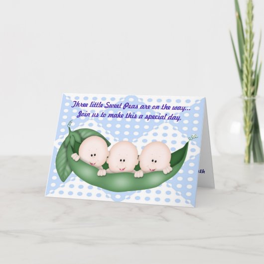 Triplets Boy Baby Shower Pea in a Pod Einladung (Vorderseite)