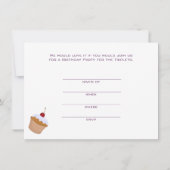 Triplets Cupcake Einladung zum Geburtstag (Rückseite)