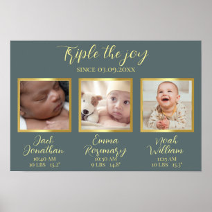 Triplets gebären neue Eltern Geschenkwand Dekorati Poster