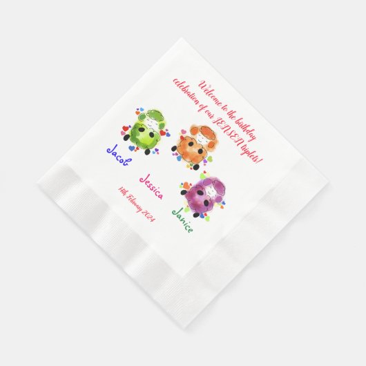 Triplets-Geburtstagsfeier Serviette (Ecke)