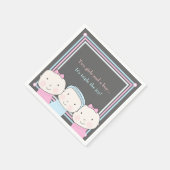 Triplets Girl Boy Pink Blue Baby Joy Napkin Serviette (Ecke)