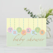 TRIPLETS Kinderdusche Einladung (Stehend Vorderseite)