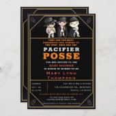 Triplets Schnuller Posse Wild West Fun Kinderdusch Einladung (Vorne/Hinten)