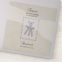Triplets Taufe auf Gelben 3 Kreuze Personalisiert Aufkleber