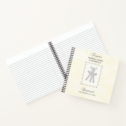 Triplets Taufe auf Gelben 3 Kreuze Personalisiert Notizblock (Innenseite)