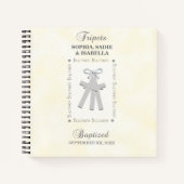 Triplets Taufe auf Gelben 3 Kreuze Personalisiert Notizblock (Vorderseite)