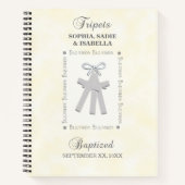 Triplets Taufe auf Gelben 3 Kreuze Personalisiert Notizblock (Vorderseite)