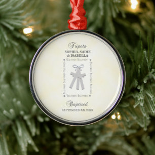 Triplets Taufe auf Gelben 3 Kreuze Personalisiert Ornament Aus Metall