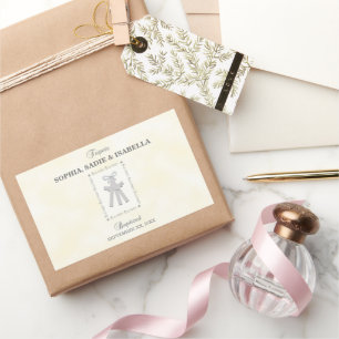 Triplets Taufe auf Gelben 3 Kreuze Personalisiert Rechteckiger Aufkleber