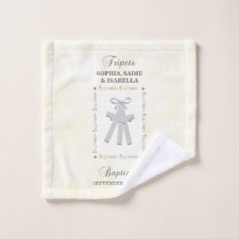 Triplets Taufe auf Gelben 3 Kreuze Personalisiert Waschlappen
