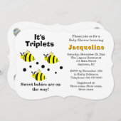 Triplets Yellow Bee Baby Rattles Baby Dusche Einladung (Vorne/Hinten)