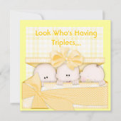 TRIPLETTE BABY SHOWING INVITATION FÜR MULTIPLES EINLADUNG (Vorderseite)