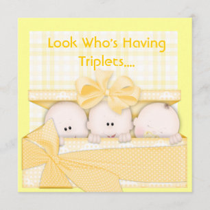 TRIPLETTE BABY SHOWING INVITATION FÜR MULTIPLES EINLADUNG