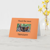 TRIPLETTE BIRTH-GLÜCKWUNSCH=TRIPLE SINGBIRD BABIES KARTE (Gelbe Blume)