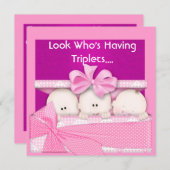 TRIPLETTERINVITATION GIRLS BABY EINLADUNG (Vorne/Hinten)
