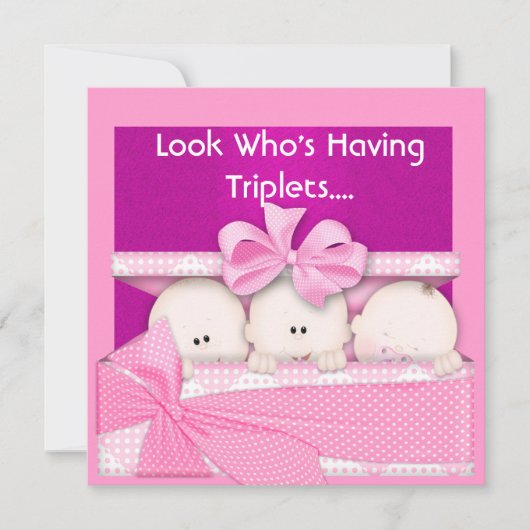 TRIPLETTERINVITATION GIRLS BABY EINLADUNG (Vorderseite)