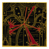 Tripod Attacks Art Deco Poster (Vorderseite)