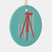 Tripod Survey Flag Amerika 4. Juli Land Surveyor Keramik Ornament (Rechts)