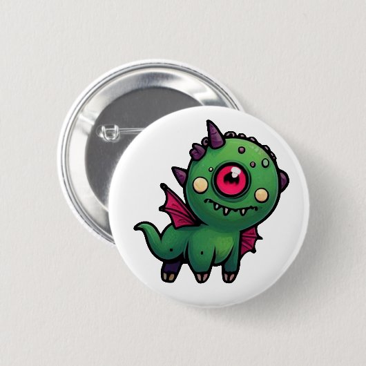 Tripod the Misfit Monster Button - Quirky One Eye (Vorne & Hinten)