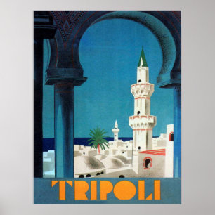 Tripoli, Libyen, Ansicht über Moschee, Vintage Poster